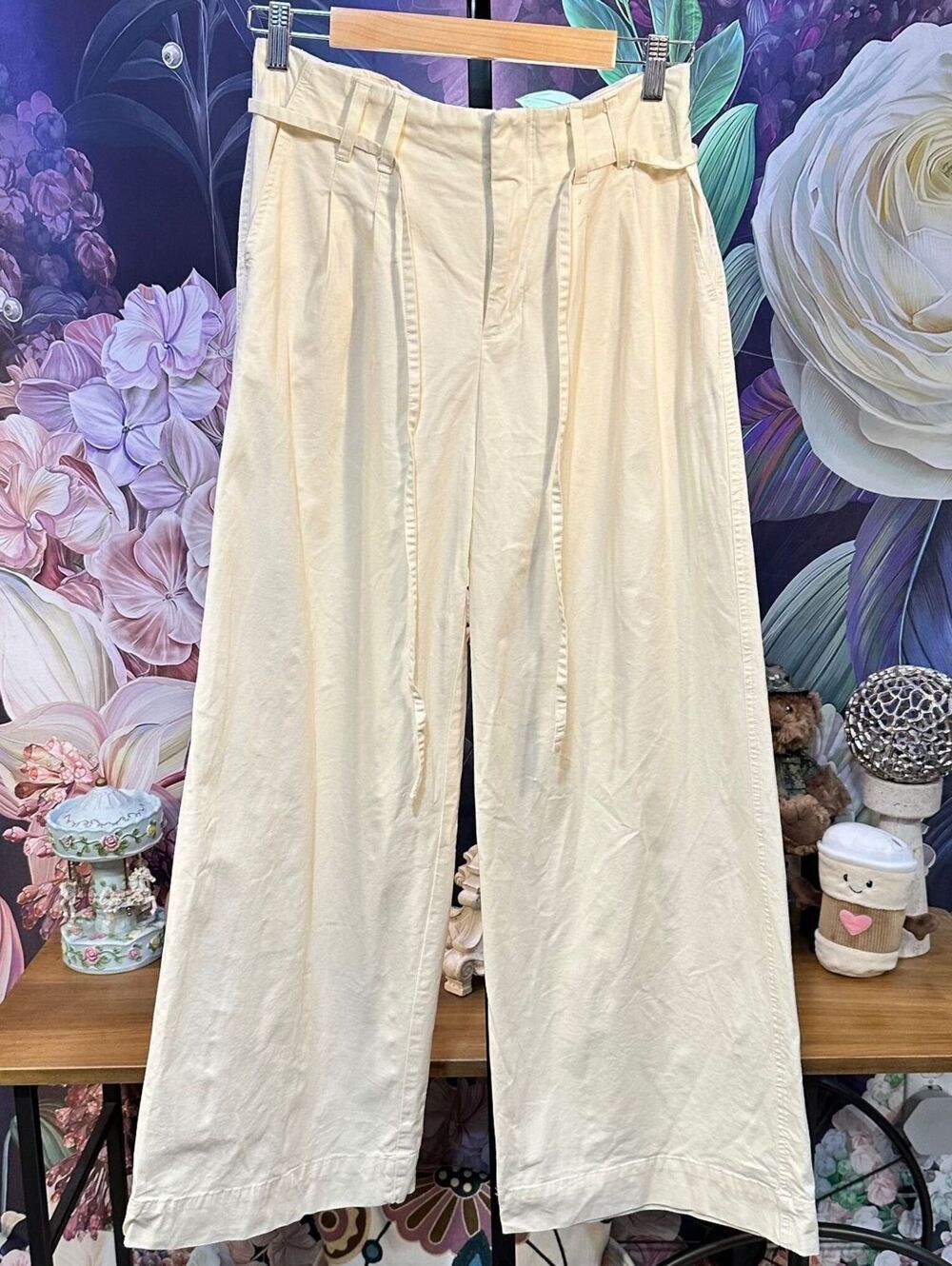A New Day 6 Belted Wide Leg Pleated Pants NWOT High Rise Old Money Office Siren